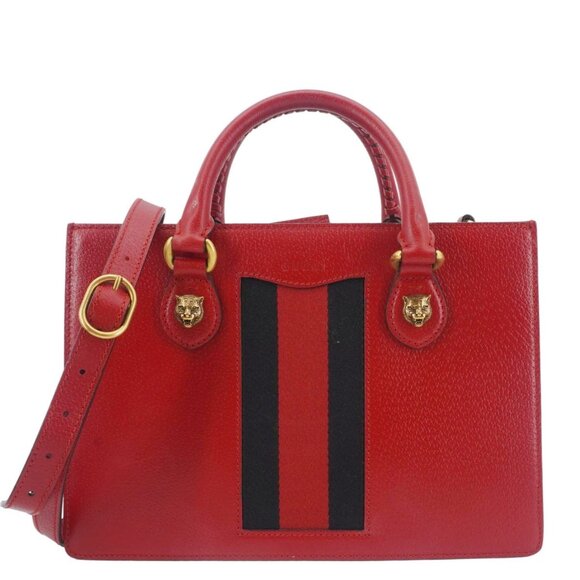 Gucci Handbags - Gucci  Animalier Leather Top Handle Crossbody Bag Red 431277
